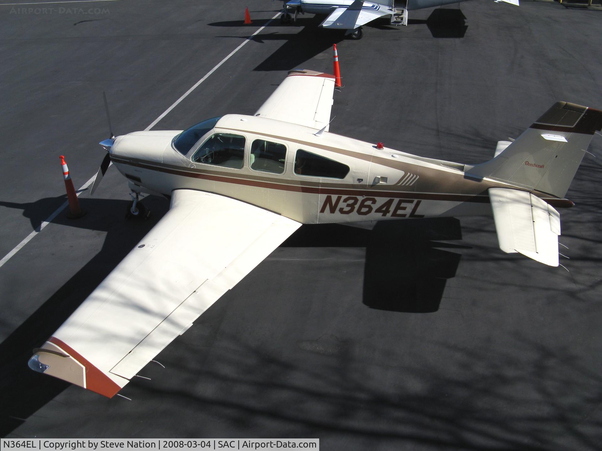 N364EL, 1988 Beech F33A Bonanza C/N CE-1268, Nice overhead shot of 1988 Beech F33A @ Sacramento Executive Airport, CA