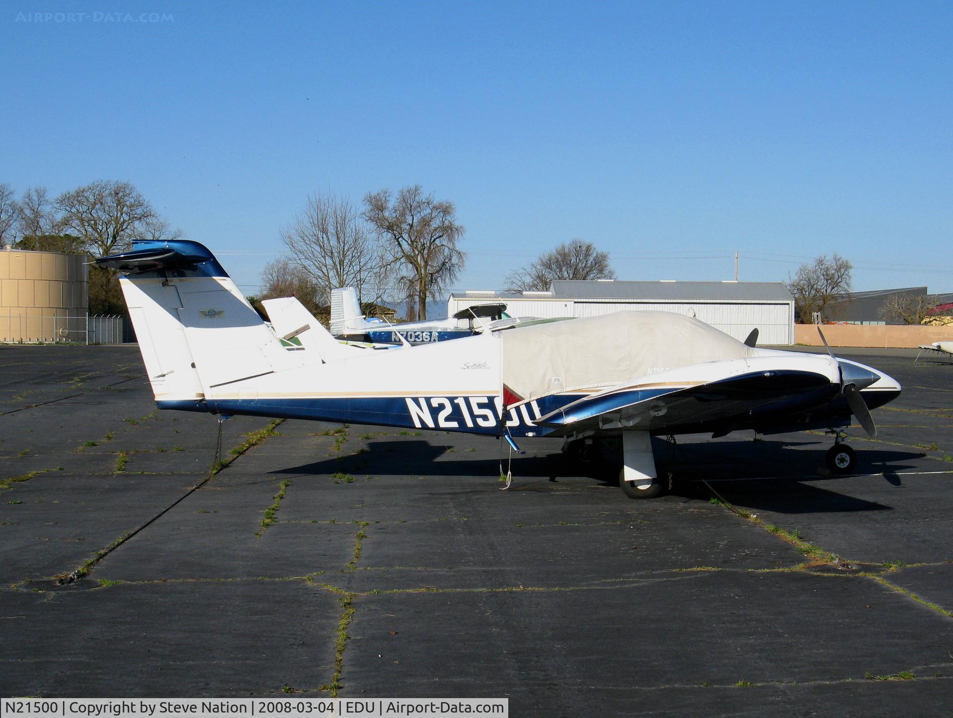 N21500, 1978 Piper PA-44-180 Seminole C/N 44-7995055, Cal Aggie Flyers 1978 Piper PA-44-180 with cover @ University Airport, Davis, CA
