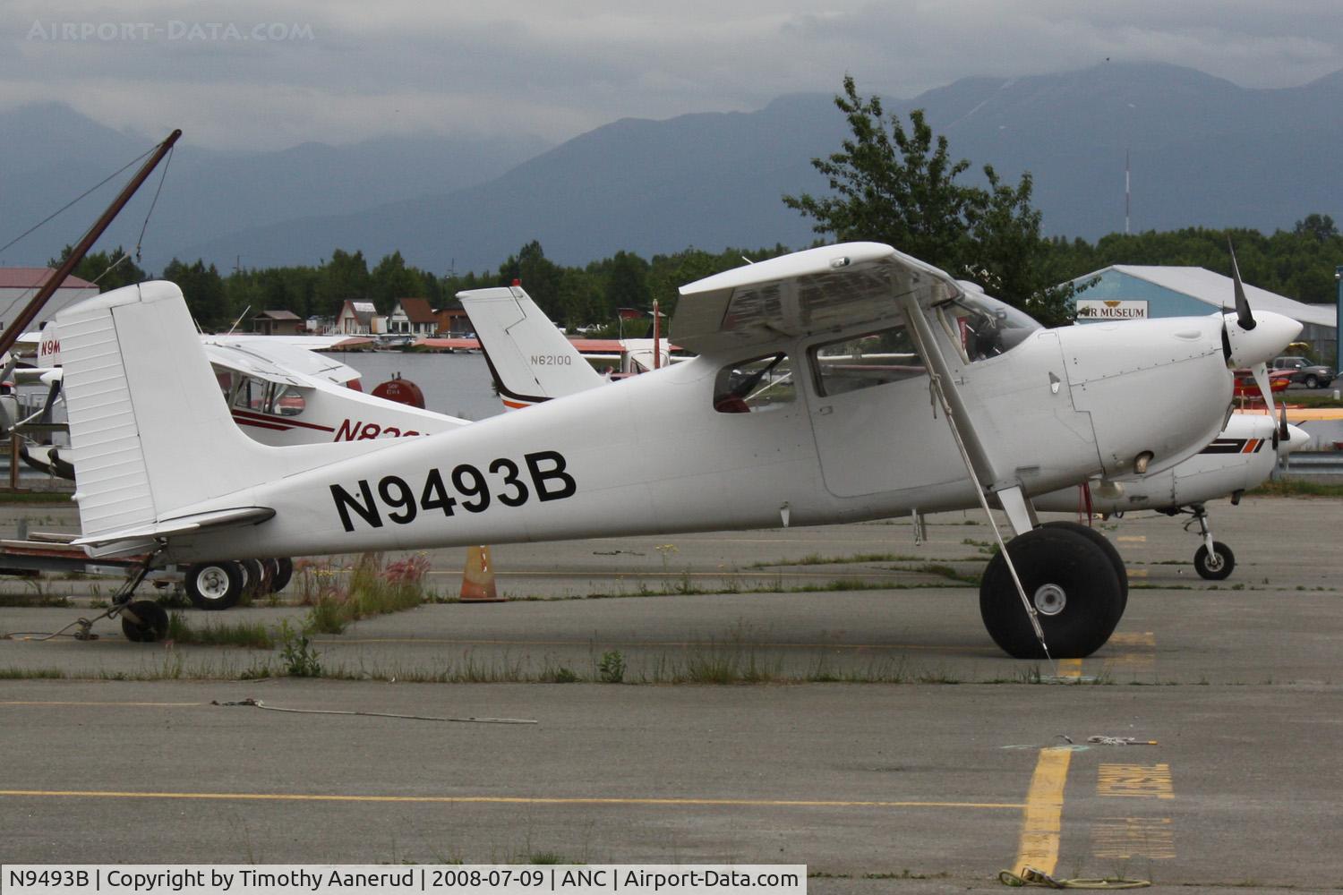 N9493B, 1958 Cessna 175 Skylark C/N 55293, General Aviation parking area at Anchorage