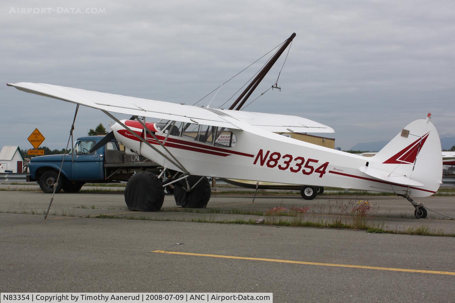 N83354, 1976 Piper PA-18-150 Super Cub C/N 18-7609094, General Aviation parking area at Anchorage