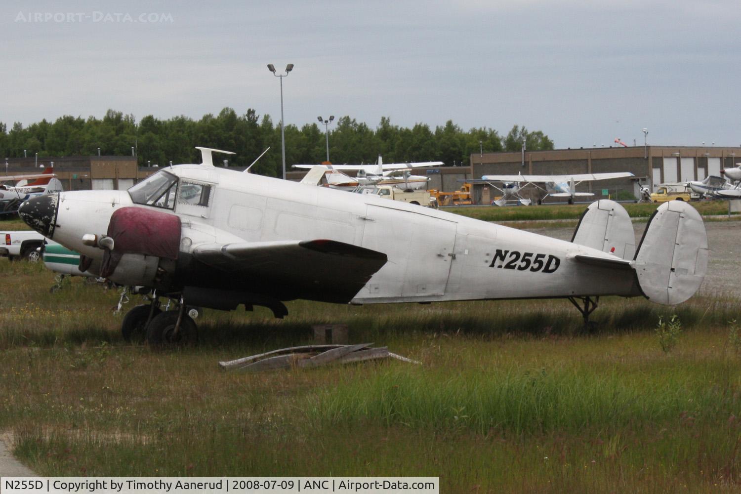 N255D, 1954 Beech E18S C/N BA-16, General Aviation parking area at Anchorage