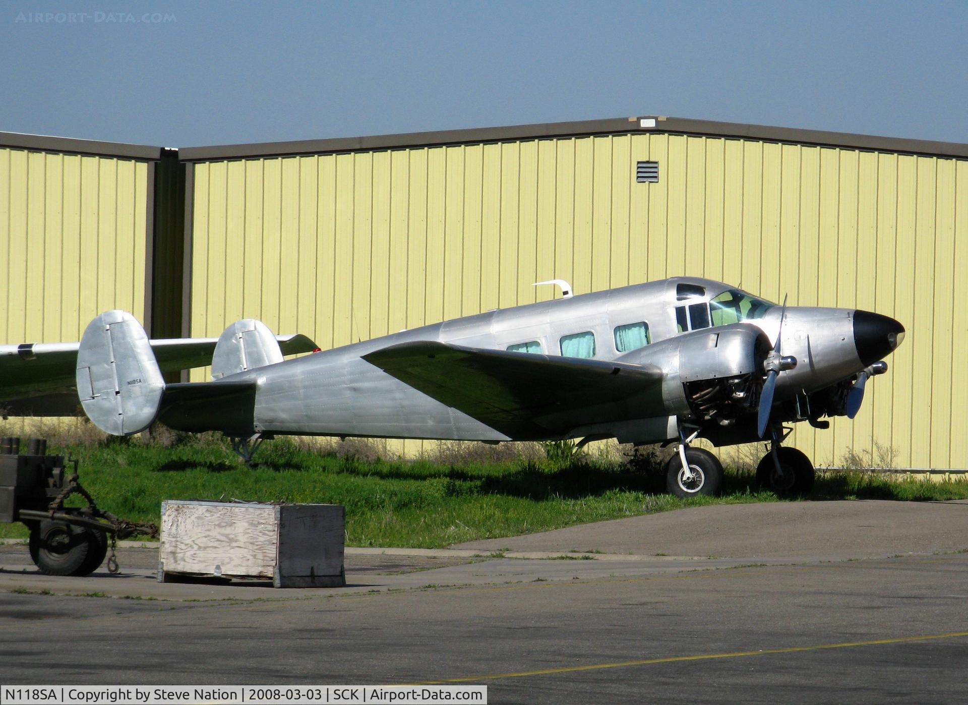 N118SA, 1954 Beech E18S C/N BA-14, All aluminum Beech E-18S @ Stockton Municipal Airport, CA