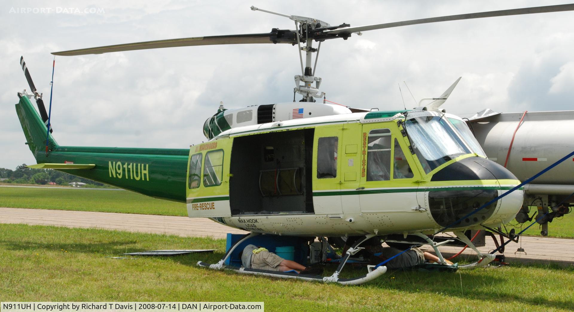 N911UH, 1967 Bell UH-1H Iroquoise C/N 9431, Bell UH-1H in Danville Va. for repairs .It had been being used to battle wildfires in eastern North Carolina near the coast.