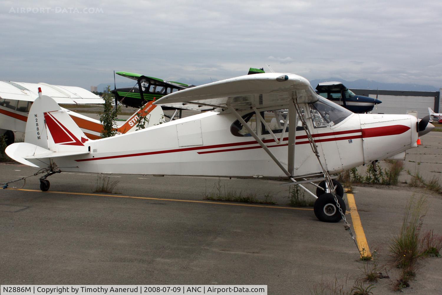 N2886M, 1946 Piper PA-12 Super Cruiser C/N 12-1432, General Aviation parking area at Anchorage