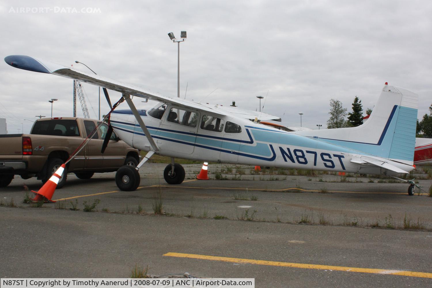 N87ST, 1975 Cessna A185F Skywagon 185 C/N 18502687, General Aviation parking area at Anchorage