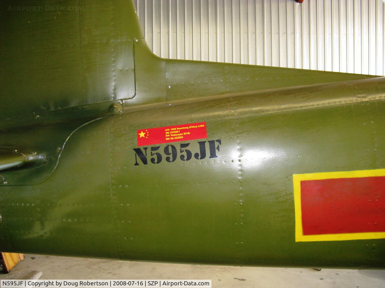 N595JF, 1969 Nanchang CJ-6A C/N 2532051, 1969 Nanchang China CJ-6A, Vedeneev (Ivchenko) M14b 360 Hp upgrade, aircraft data