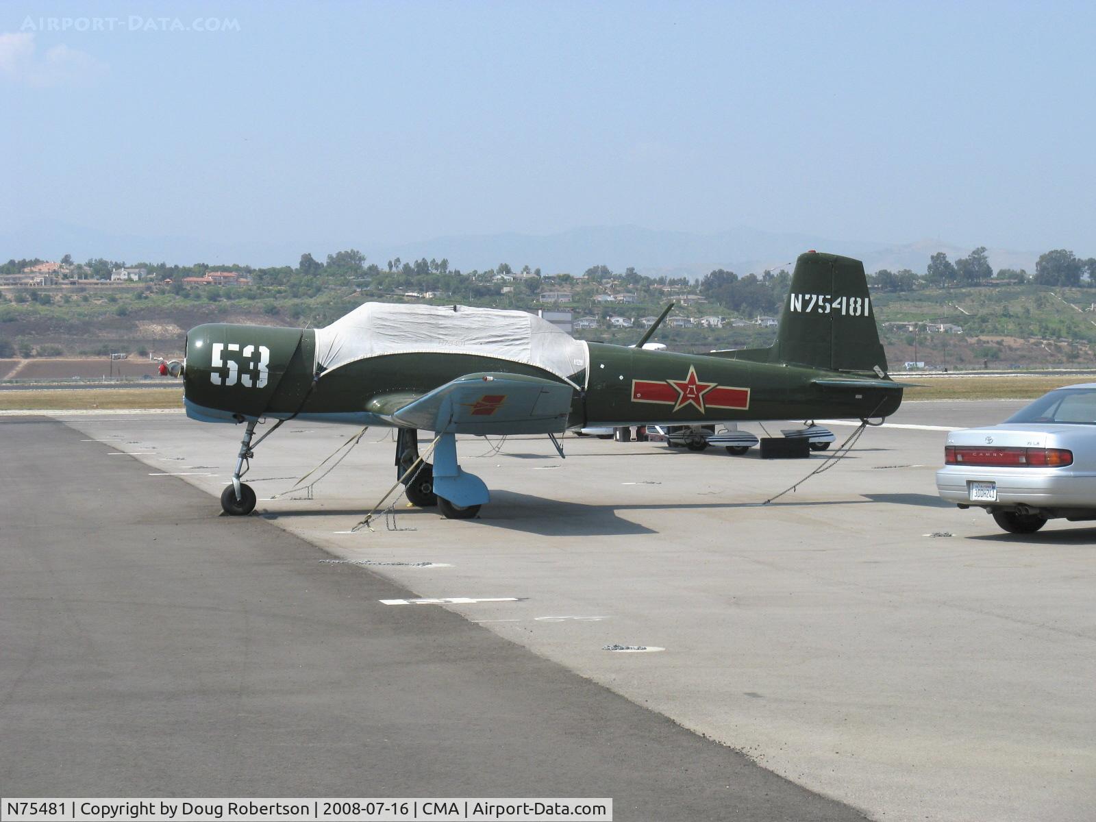 N75481, 1972 Nanchang CJ-6A C/N 2951272, 1972 Nanchang China CJ-6A, Huosai 6A 9 cylinder radial 285 Hp