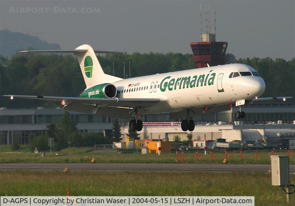 D-AGPS, 1992 Fokker 100 (F-28-0100) C/N 11399, GEXX