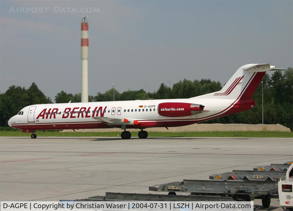 D-AGPE, 1990 Fokker 100 (F-28-0100) C/N 11300, Air Berlin