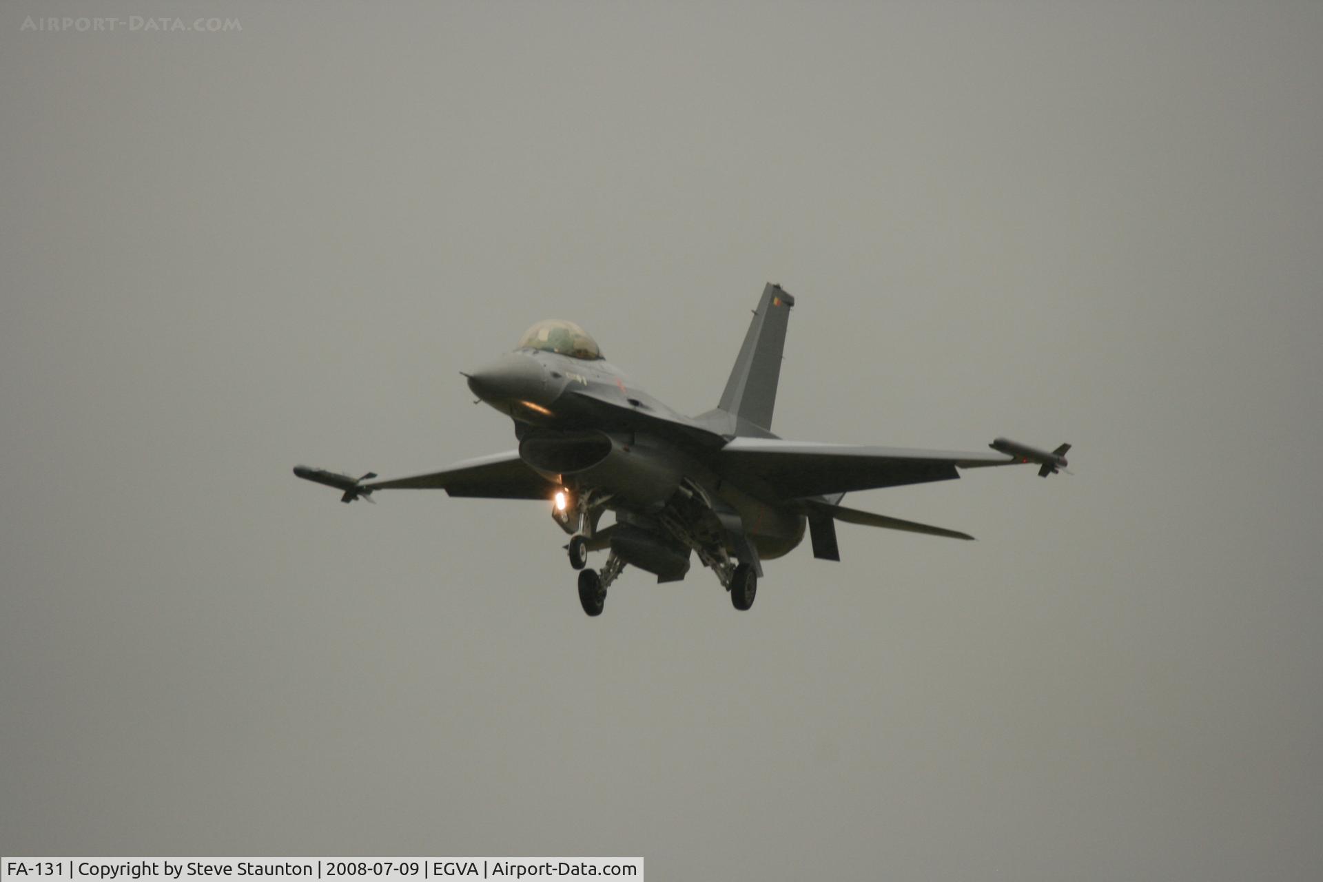 FA-131, 1991 SABCA F-16AM Fighting Falcon C/N 6H-131, Taken at the Royal International Air Tattoo 2008 during arrivals and departures (show days cancelled due to bad weather)