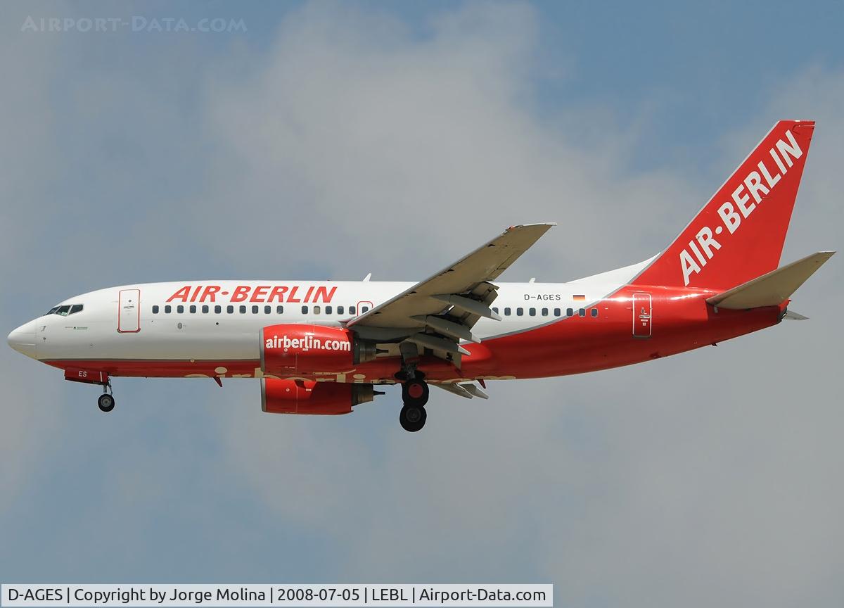 D-AGES, 1998 Boeing 737-75B C/N 28108, Clear to land RWY 25R.