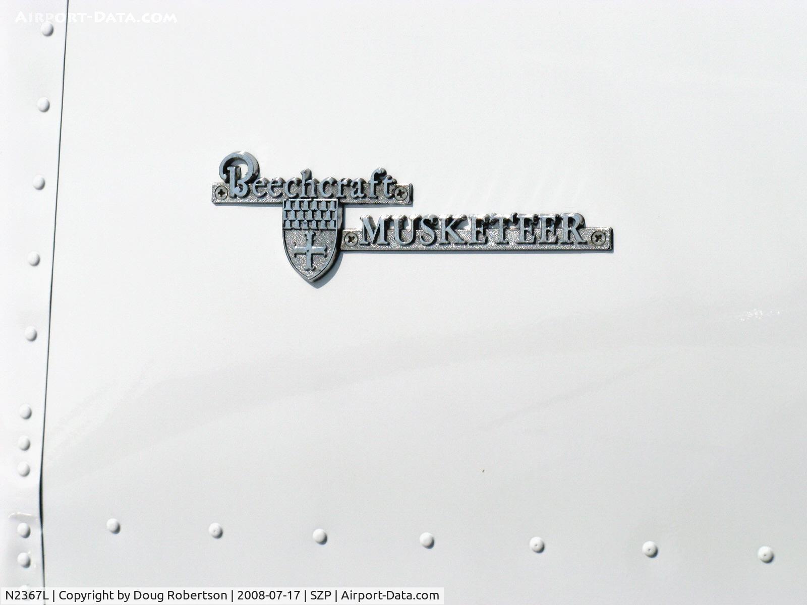 N2367L, 1963 Beech 23 C/N M-203, 1963 Beech 23 MUSKETEER, Lycoming O-320-D2B 160 Hp, 57 gal. fuel, cast logo