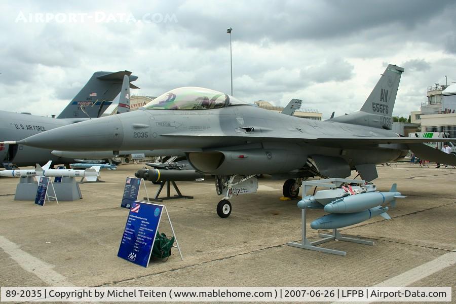 89-2035, 1989 General Dynamics F-16CG C/N 1C-188, 555th FS / 31st FW at the Bourget Airshow