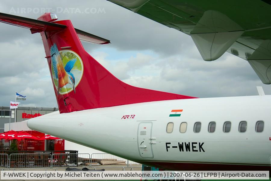 F-WWEK, 2007 ATR 72-212A C/N 750, This aircraft from Kingfisher is here displayed at the Paris Airshow before becoming VT-KAI