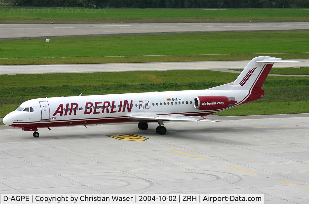 D-AGPE, 1990 Fokker 100 (F-28-0100) C/N 11300, Air Berlin