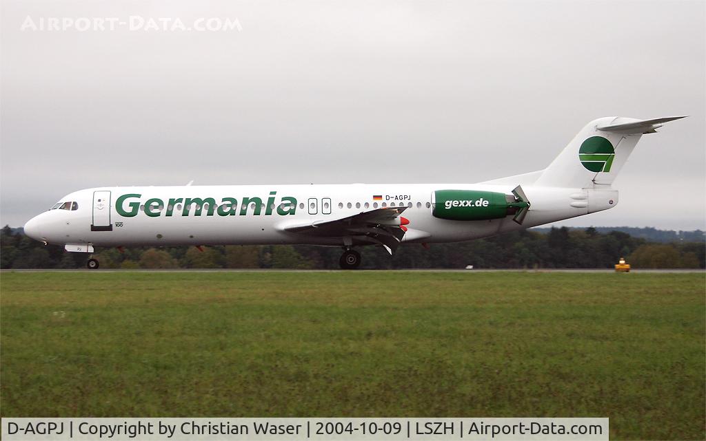 D-AGPJ, 1990 Fokker 100 (F-28-0100) C/N 11312, GEXX