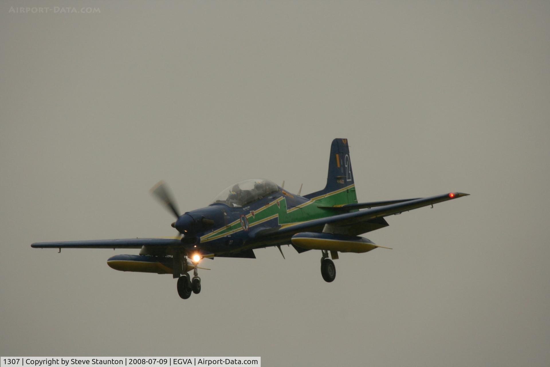 1307, Embraer T-27 Tucano (EMB-312) C/N 312011, Taken at the Royal International Air Tattoo 2008 during arrivals and departures (show days cancelled due to bad weather)