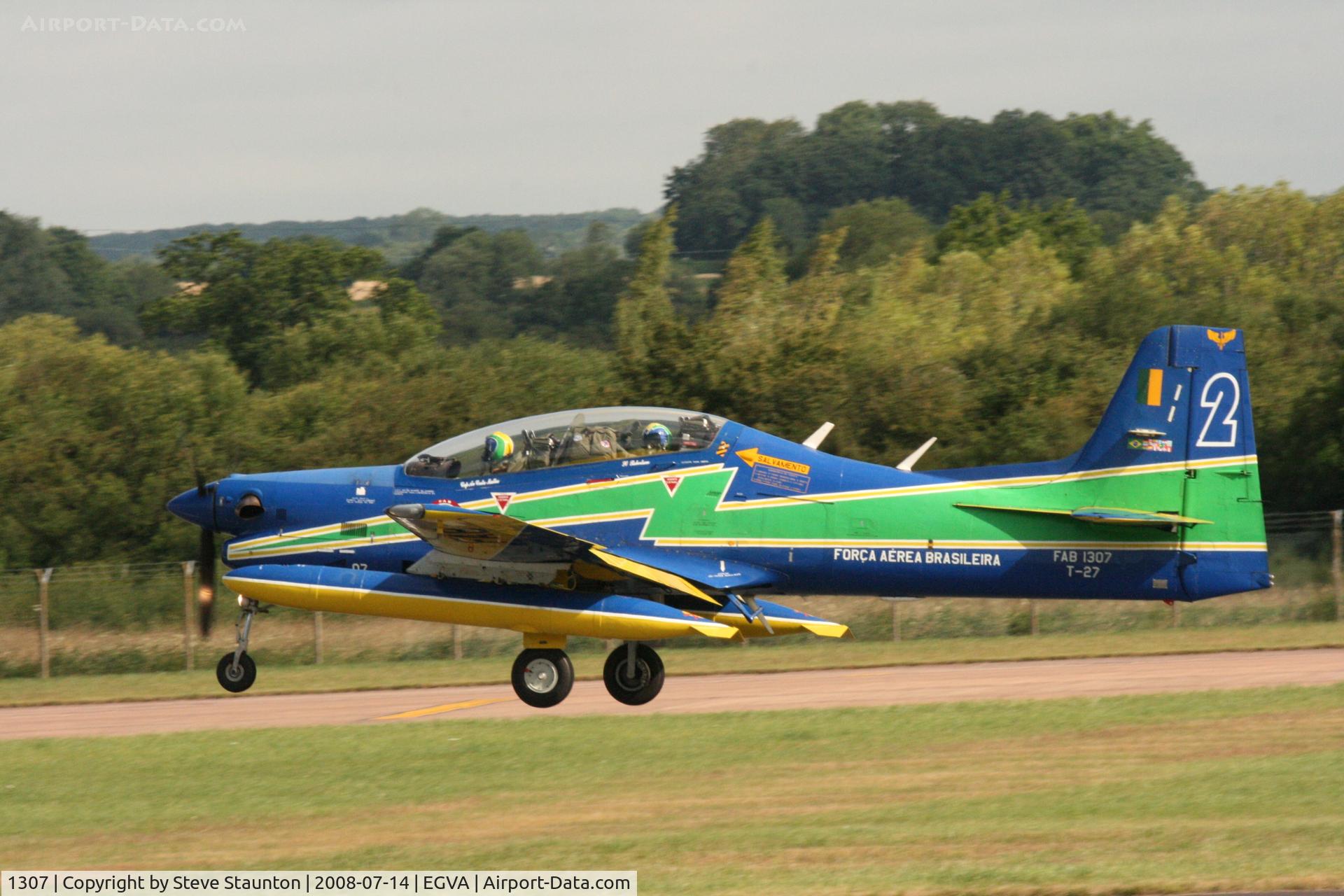 1307, Embraer T-27 Tucano (EMB-312) C/N 312011, Taken at the Royal International Air Tattoo 2008 during arrivals and departures (show days cancelled due to bad weather)