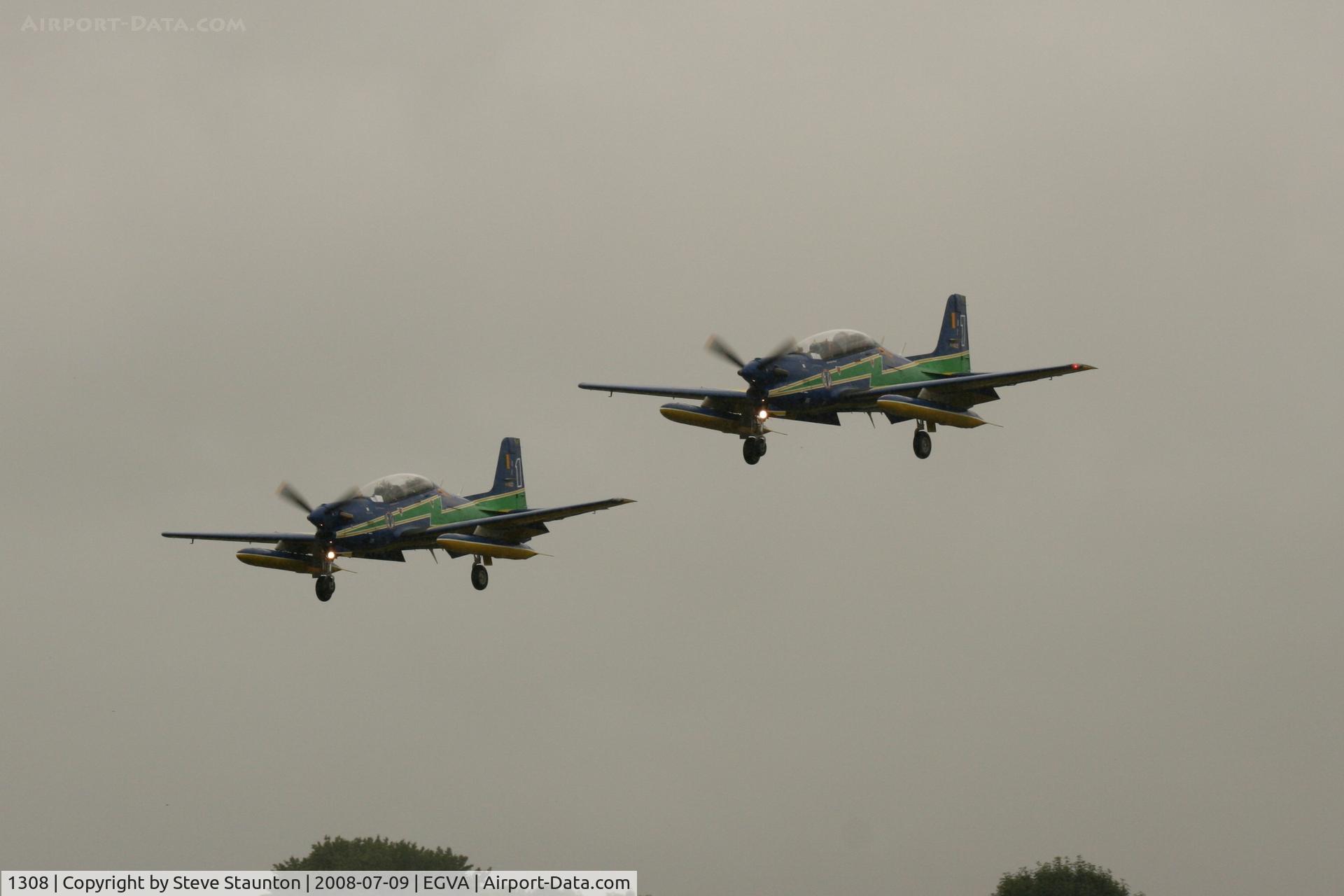 1308, Embraer T-27 Tucano (EMB-312) C/N 312012, Taken at the Royal International Air Tattoo 2008 during arrivals and departures (show days cancelled due to bad weather)