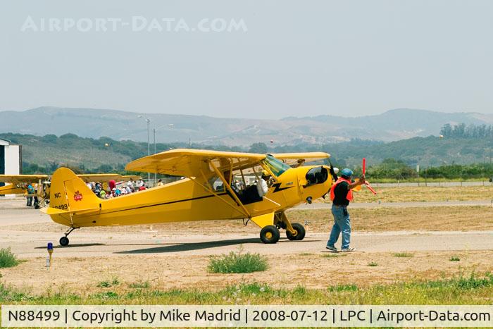 N88499, 1946 Piper J3C-65 Cub C/N 16123, Checking for traffic at Cub Fly-in Lompoc 2008