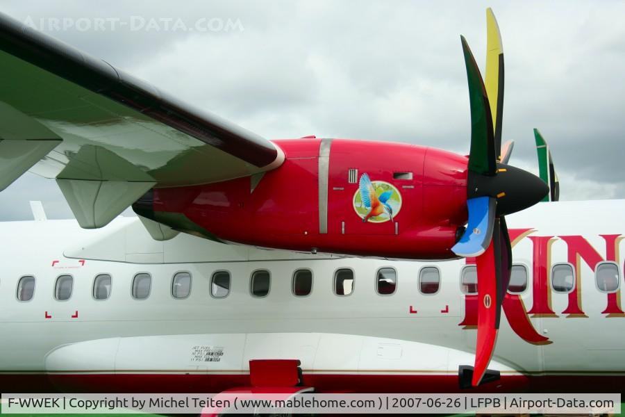 F-WWEK, 2007 ATR 72-212A C/N 750, This aircraft from Kingfisher is here displayed at the Paris Airshow before becoming VT-KAI