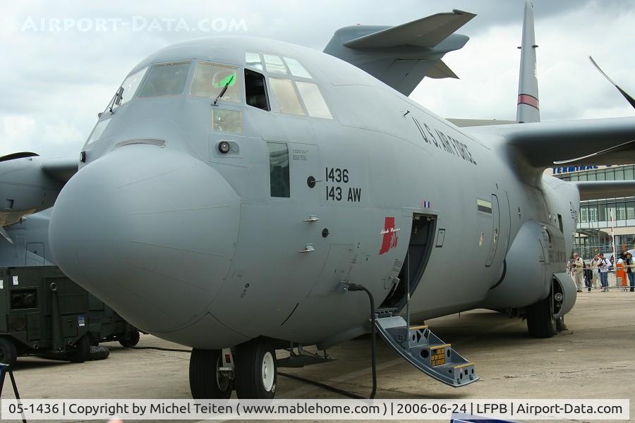 05-1436, 2005 Lockheed Martin C-130J-30 Super Hercules C/N 382-5575, 143rd Airlift Squadron / 143rd Airlift Wing from Rhode Island Air National Guard at the Paris Le Bourget Airshow in June 2007