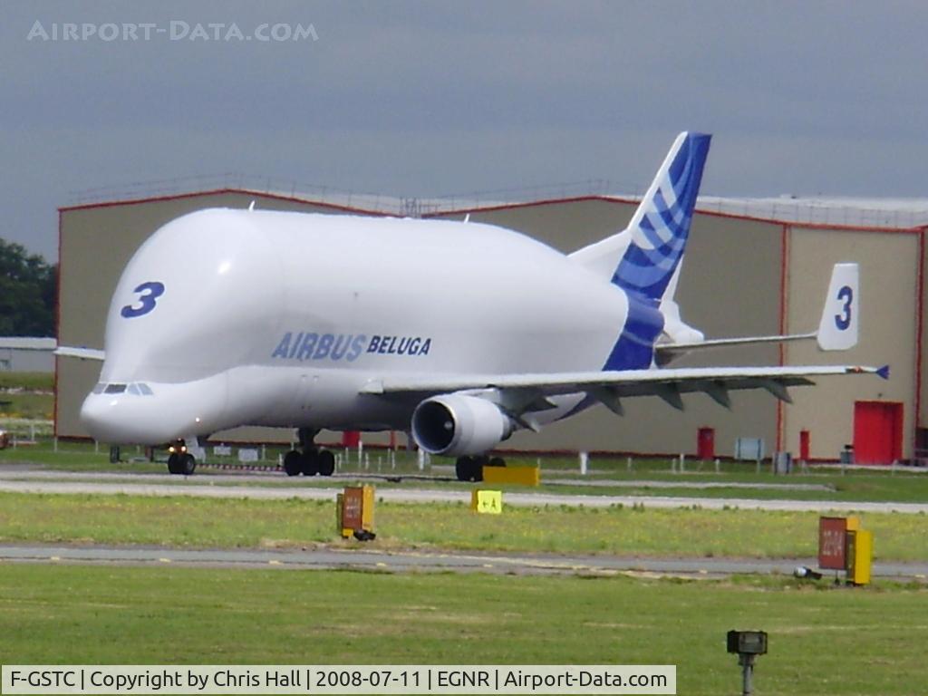 F-GSTC, 1997 Airbus A300B4-608ST Super Transporter C/N 765, turning onto the runway before departing on 23