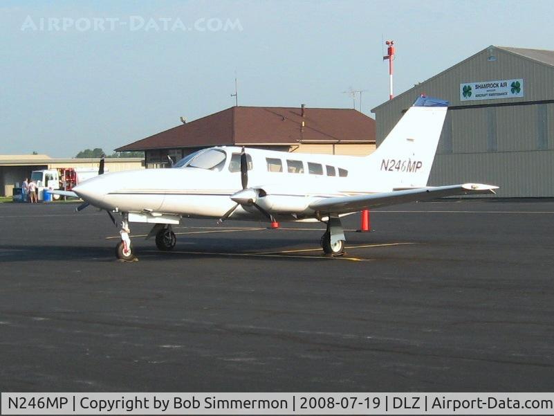N246MP, 1980 Cessna 402C C/N 402C0272, On the ramp at Delaware, OH