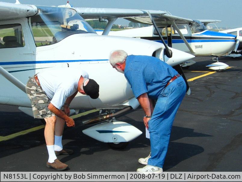 N8153L, 1967 Cessna 172H C/N 17256353, Checking out Don's Power Flow exhaust on the ramp at Delaware, OH