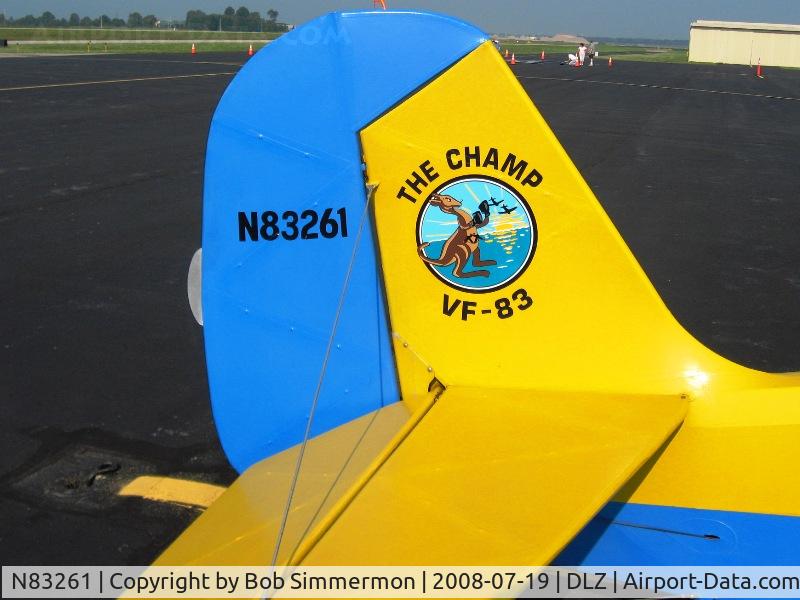 N83261, 1946 Aeronca 7AC Champion C/N 7AC-1925, Tail detail.  On the ramp at Delaware, OH