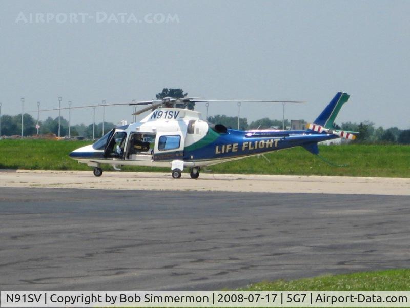 N91SV, Agusta A-109E C/N 11627, On the ramp at Bluffton, OH
