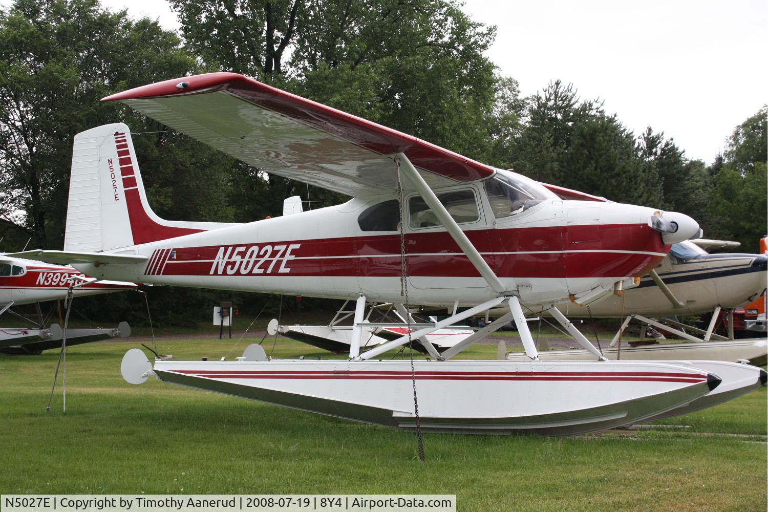 N5027E, 1958 Cessna 180A C/N 50327, Tied down at Surfside Seaplane Base.