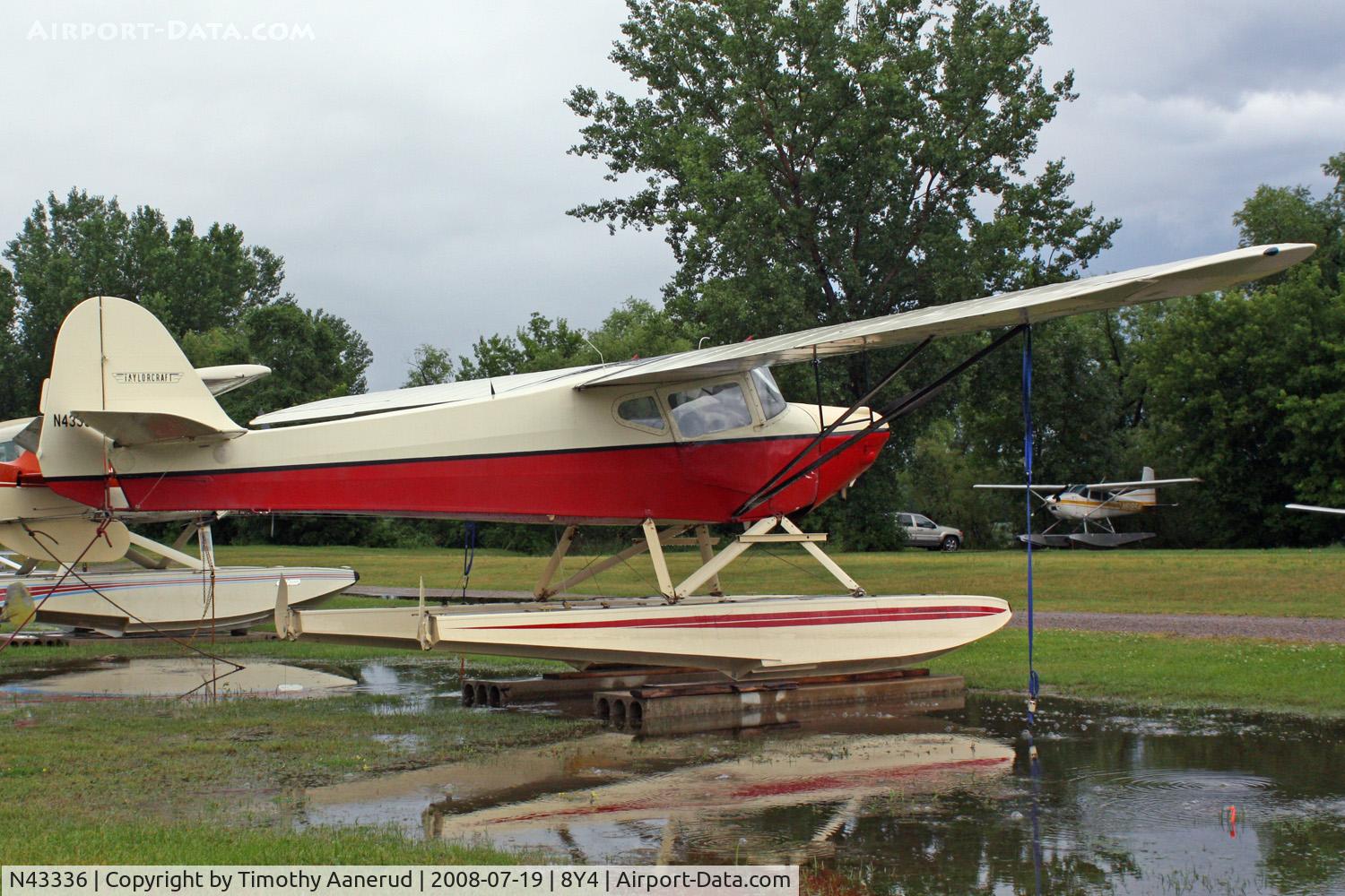 N43336, 1946 Taylorcraft BC12-D C/N 6995, Tied down at Surfside Seaplane Base.