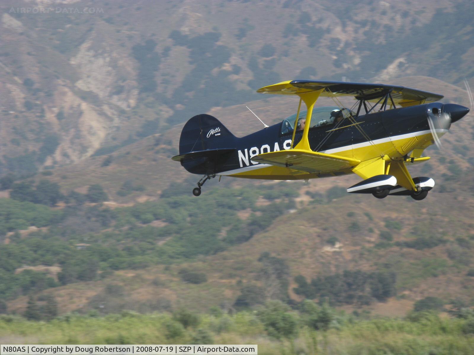 N80AS, 1992 Pitts S-2B Special C/N 5244, 1992 Pitts Aerobatics PITTS S-2B, Lycoming AEIO-540, takeoff climb Rwy 22
