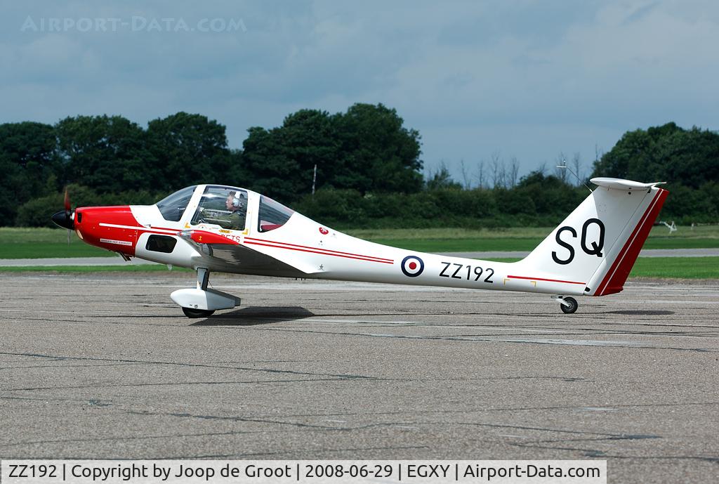 ZZ192, Grob G-109B Vigilant T1 C/N 6559, ZZ192 is another lately acquired Vigilant. Whenever a Grob G103B meeting the specs of the RAF comes on the market the MoD will purchase it for the RAF fleet.