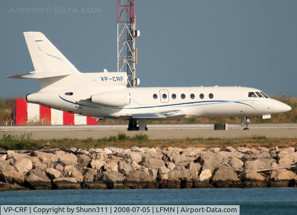 VP-CRF, 1982 Dassault Falcon 50 C/N 61, Rolling holding point rwy 05L for departure...