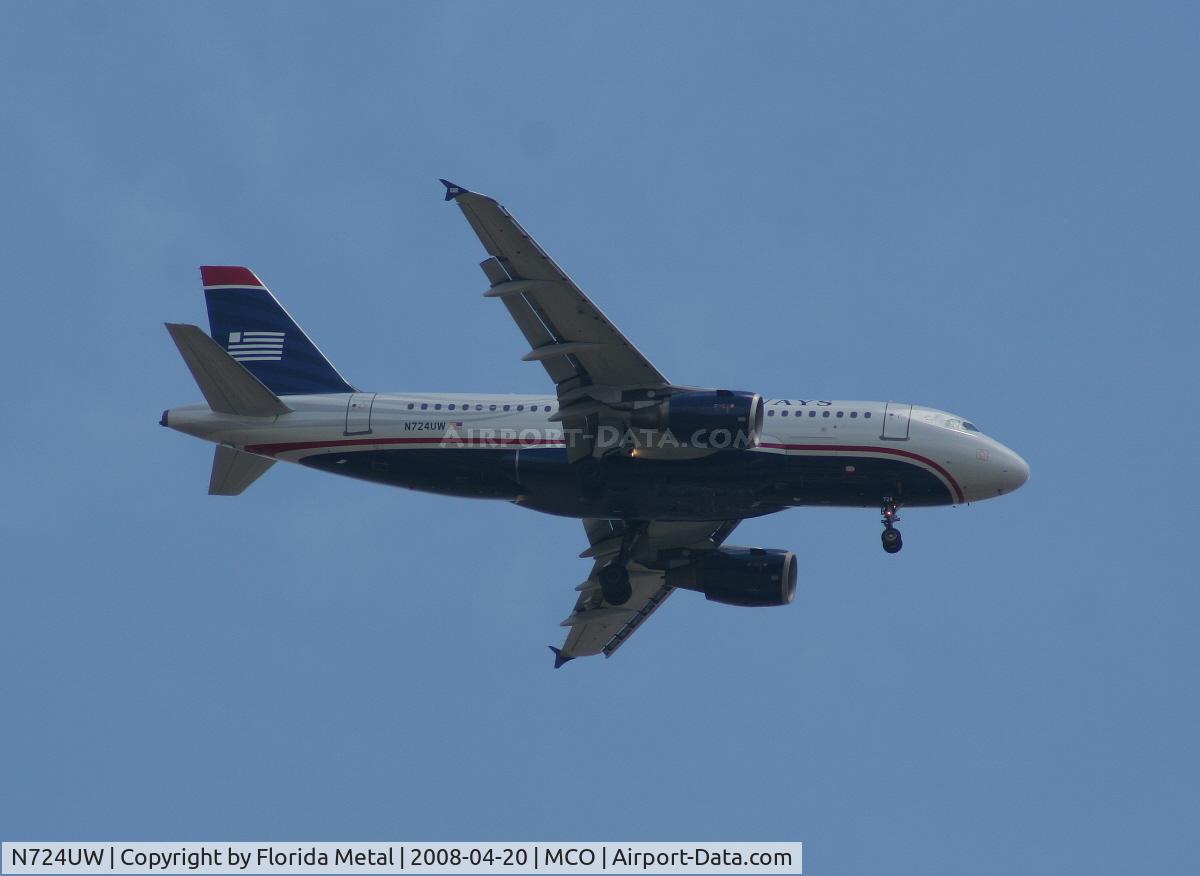 N724UW, 1999 Airbus A319-112 C/N 1122, US Airways A319 arriving from PIT