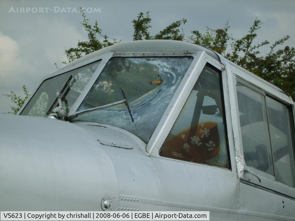 VS623, 1949 Percival P-40 Prentice T1 C/N PAC-238, RAF Percival Prentice T1, note the fire damage on the windscreen