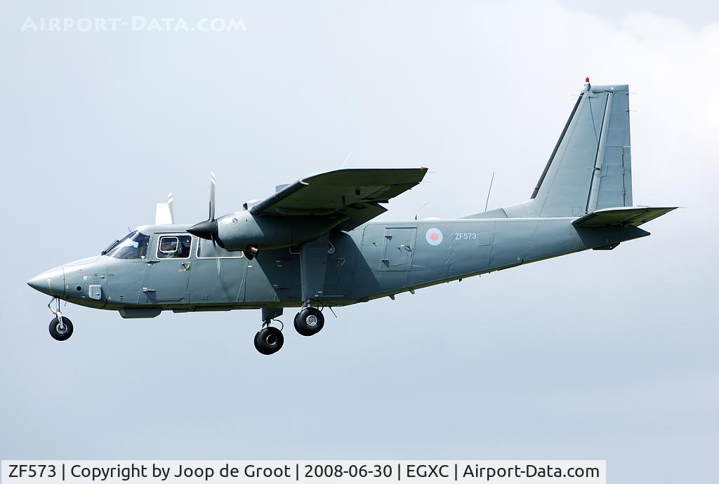 ZF573, Britten-Norman Islander CC.2A C/N 2034, Not often seen are the Northolt Station Flight Islanders. This one comes in at Coningsby.
