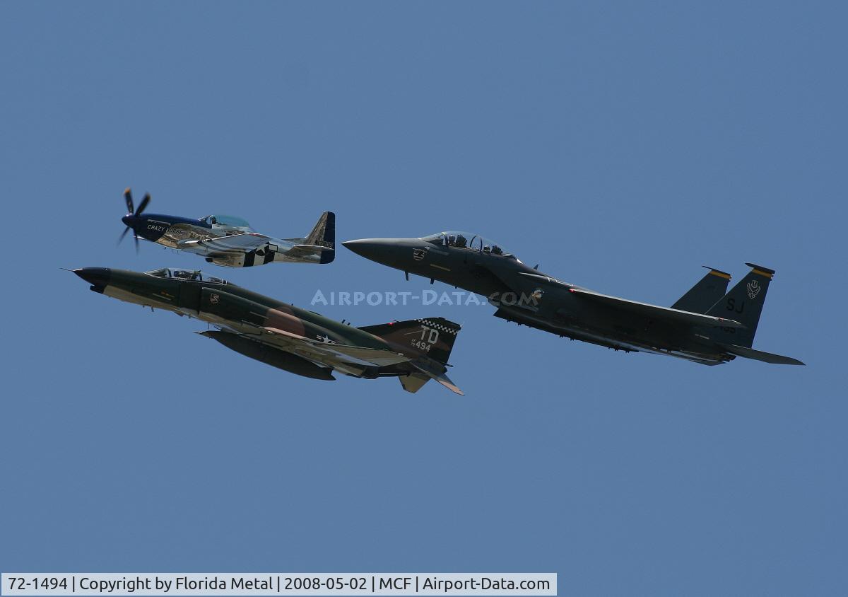 72-1494, McDonnell Douglas QF-4E Phantom II C/N 4498, Heritage flight with P-51 and F-15
