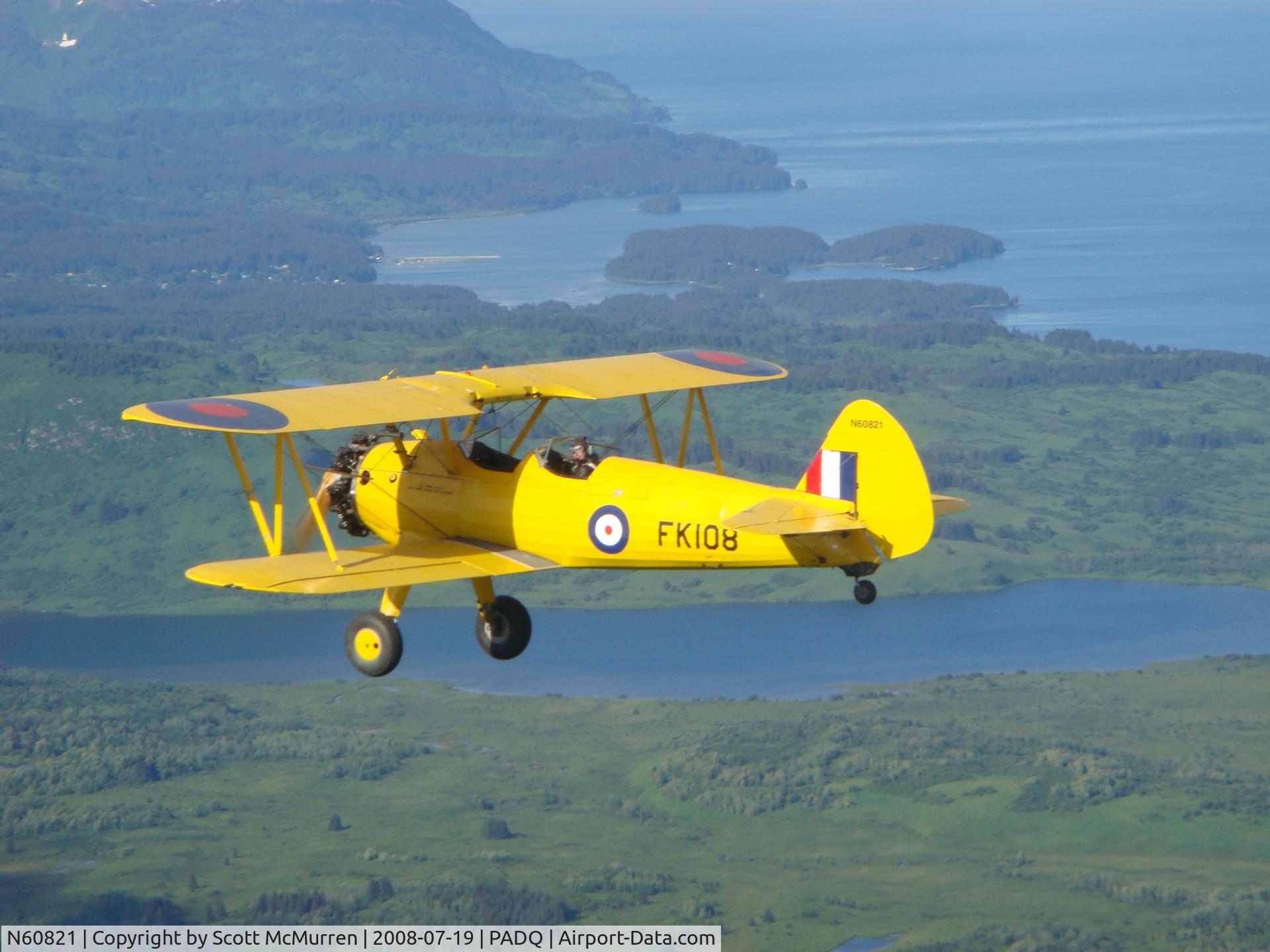 N60821, Boeing D75N1 C/N 75-4058, Air-to-air taken near Uyak Bay Lodge on Kodiak Island, Alaska