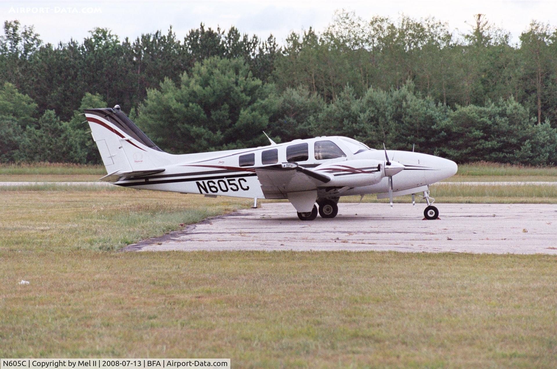 N605C, Raytheon Aircraft Company 58 C/N TH-2081, Parked @ Boyne Mountain Airport (BFA)