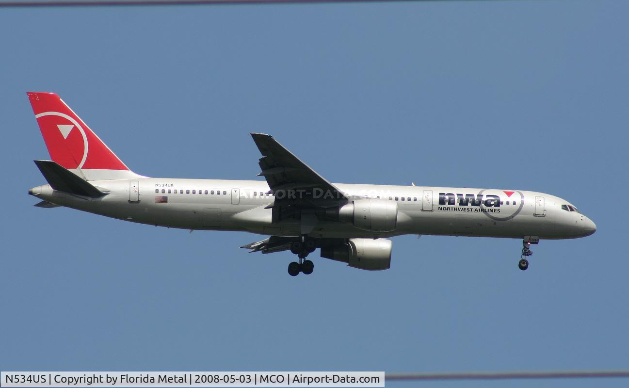 N534US, 1988 Boeing 757-251 C/N 24265, Northwest 757-200 arriving from DTW