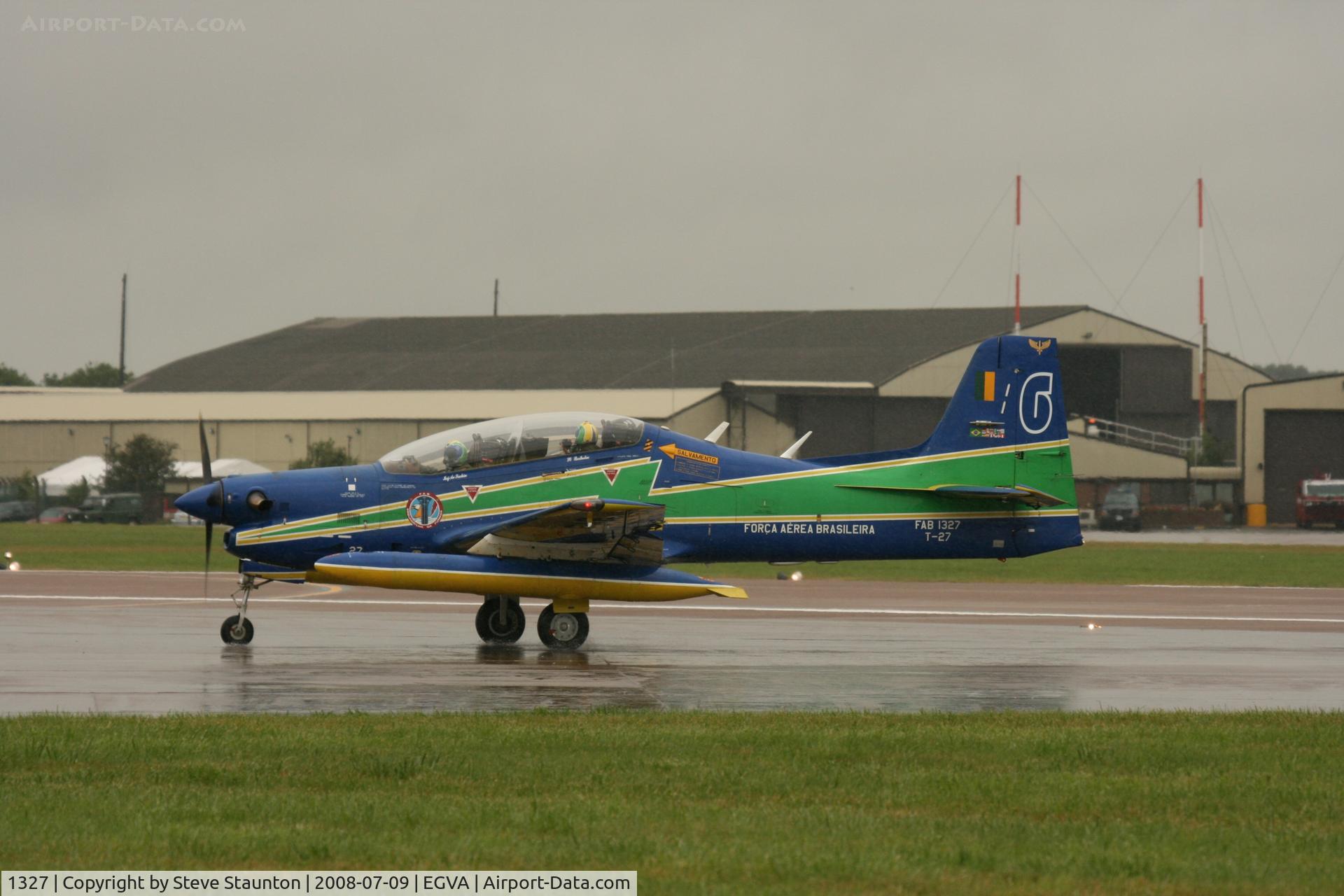 1327, Embraer T-27 Tucano (EMB-312) C/N 312031, Taken at the Royal International Air Tattoo 2008 during arrivals and departures (show days cancelled due to bad weather)