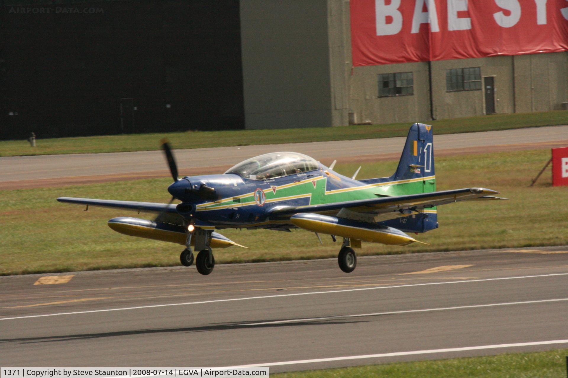 1371, Embraer T-27 Tucano (EMB-312) C/N 312086, Taken at the Royal International Air Tattoo 2008 during arrivals and departures (show days cancelled due to bad weather)