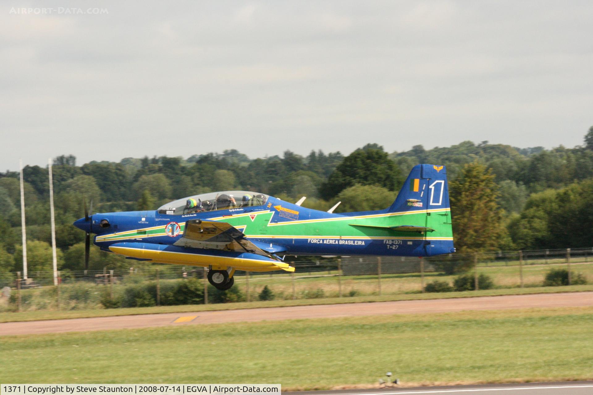 1371, Embraer T-27 Tucano (EMB-312) C/N 312086, Taken at the Royal International Air Tattoo 2008 during arrivals and departures (show days cancelled due to bad weather)