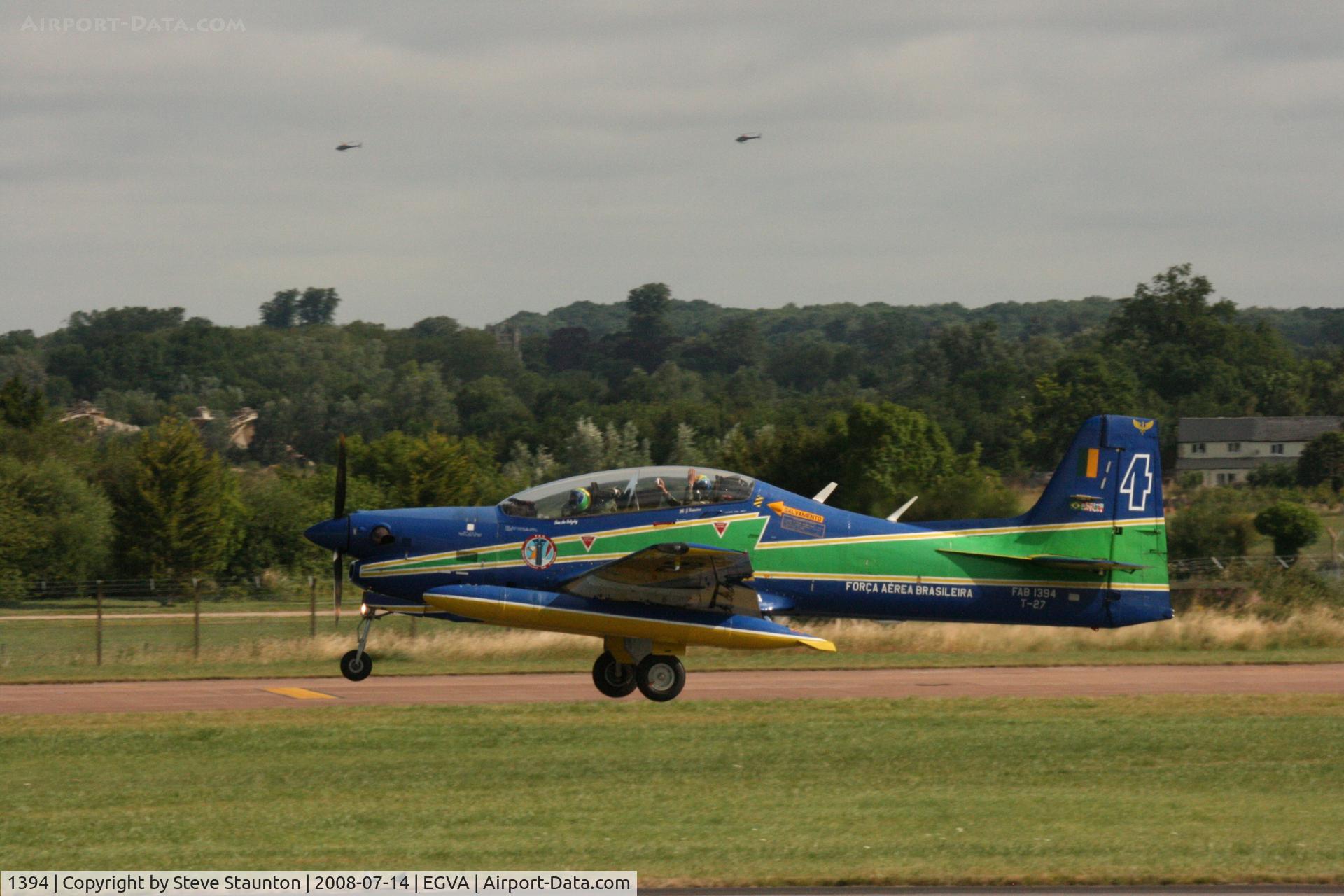 1394, Embraer T-27 Tucano (EMB-312) C/N 312145, Taken at the Royal International Air Tattoo 2008 during arrivals and departures (show days cancelled due to bad weather)