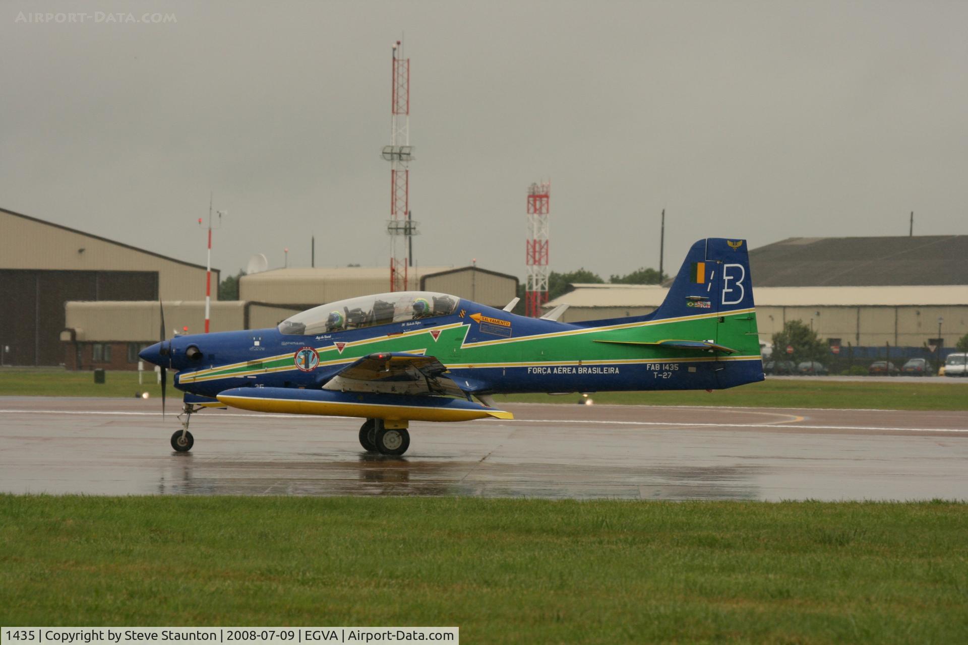 1435, Embraer T-27 Tucano (EMB-312) C/N 312395, Taken at the Royal International Air Tattoo 2008 during arrivals and departures (show days cancelled due to bad weather)