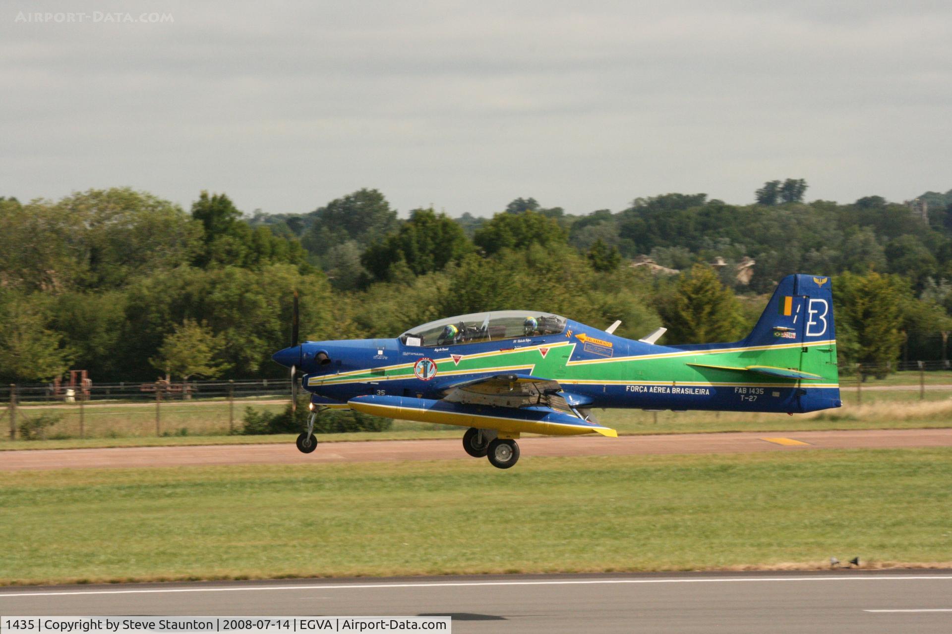 1435, Embraer T-27 Tucano (EMB-312) C/N 312395, Taken at the Royal International Air Tattoo 2008 during arrivals and departures (show days cancelled due to bad weather)