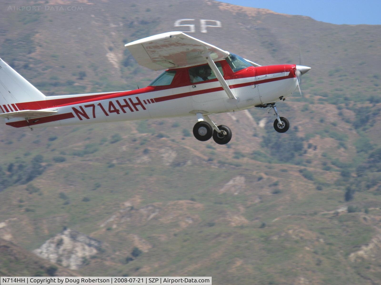 N714HH, 1977 Cessna 150M C/N 15079185, 1977 Cessna 150M, Continental O-200 100 Hp, takeoff climb Rwy 22